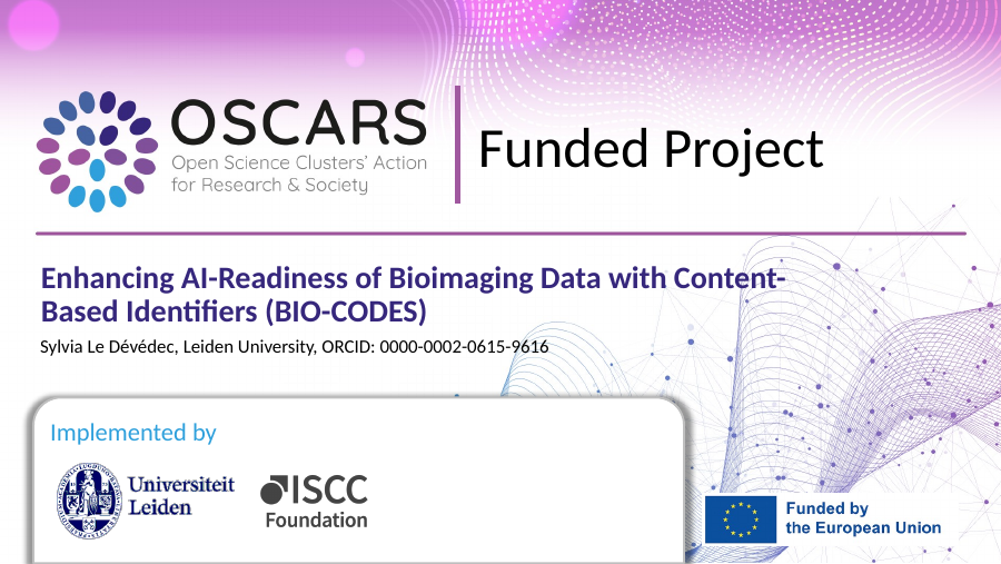 First slide of Enhancing AI-Readiness of Bioimaging Data with Content-Based Identifiers (BIO-CODES)