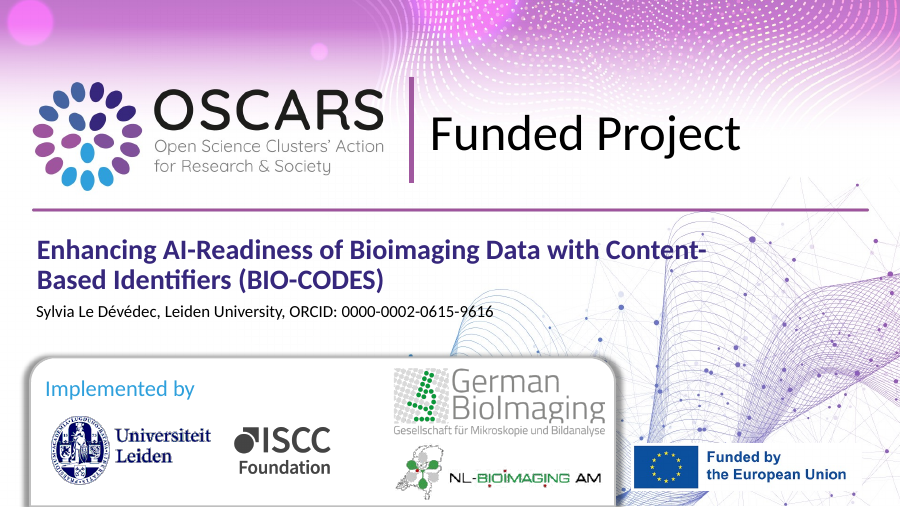 First slide of Enhancing AI-Readiness of Bioimaging Data with Content-Based Identifiers (BIO-CODES)