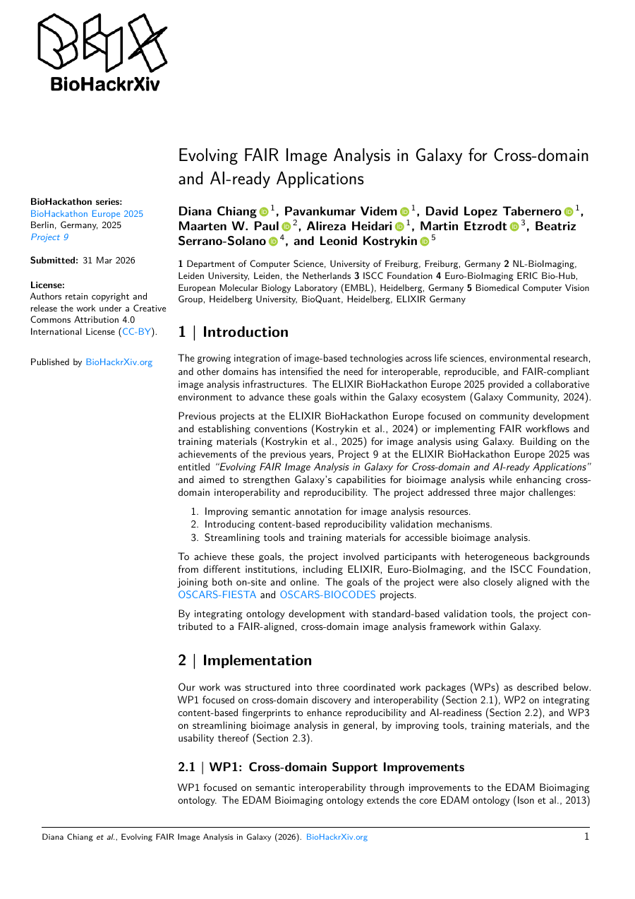 Preview of Evolving FAIR Image Analysis in Galaxy for Cross-domain and AI-ready Applications